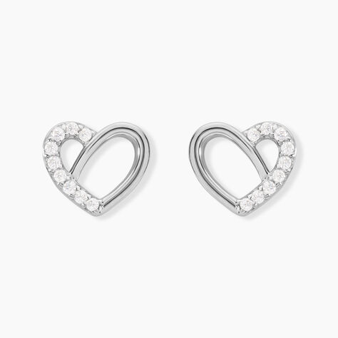 Boucles D'oreilles Puces Dorthea Argent Blanc Oxyde De Zirconium - Puces Femme | Marc Orian