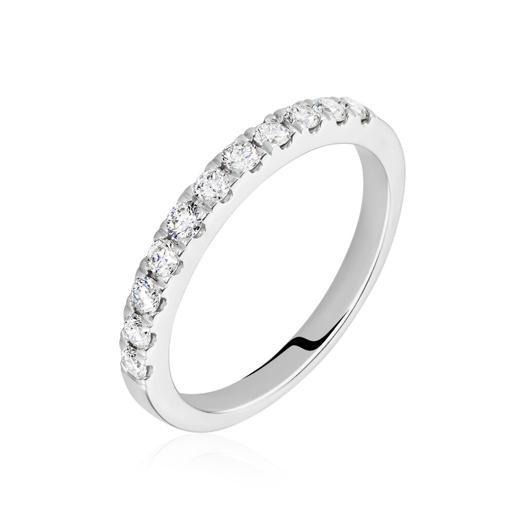 Demi Alliance Pristina Or Blanc Diamant Synthétique - Alliances avec pierres Femme | Marc Orian