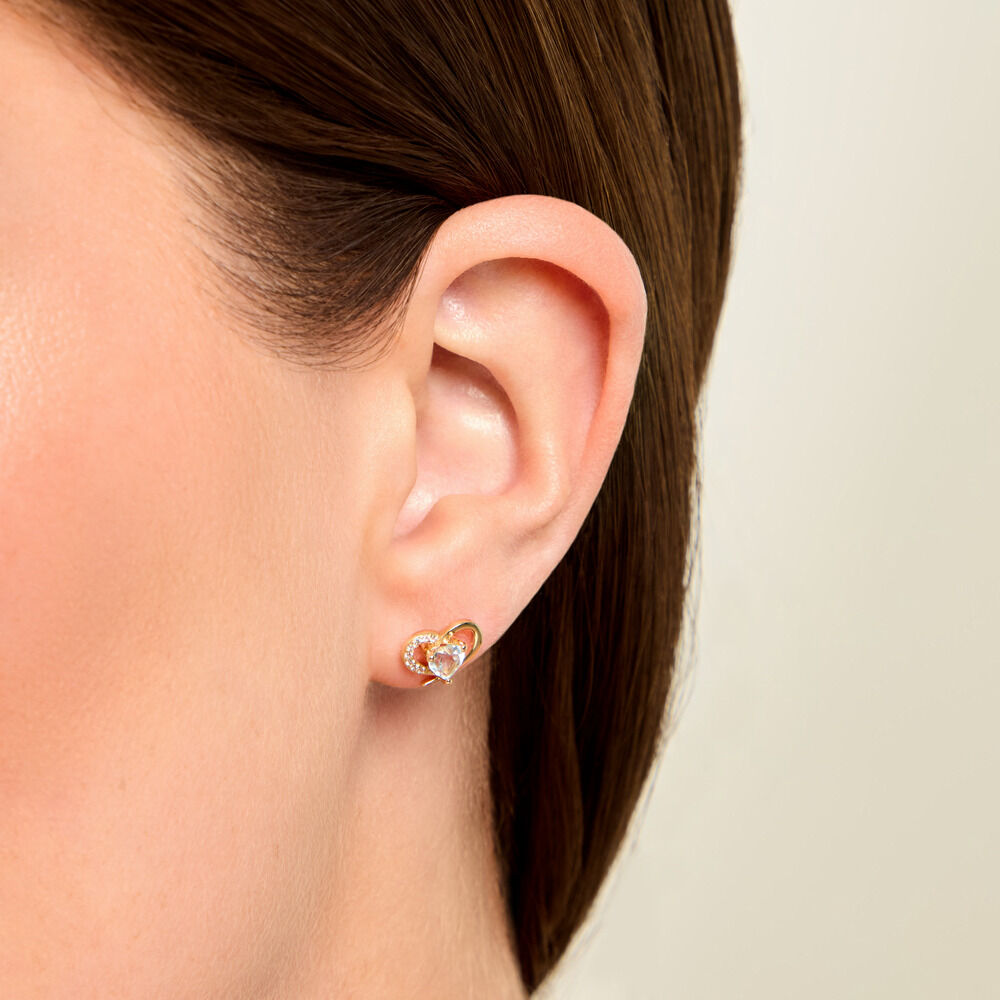 Boucles D'Oreilles Puces Creighton Argent Dor&eacute; A L'Or 750/1000 Topaze Oxyde De Zirconium - Puces Femme | Marc Orian