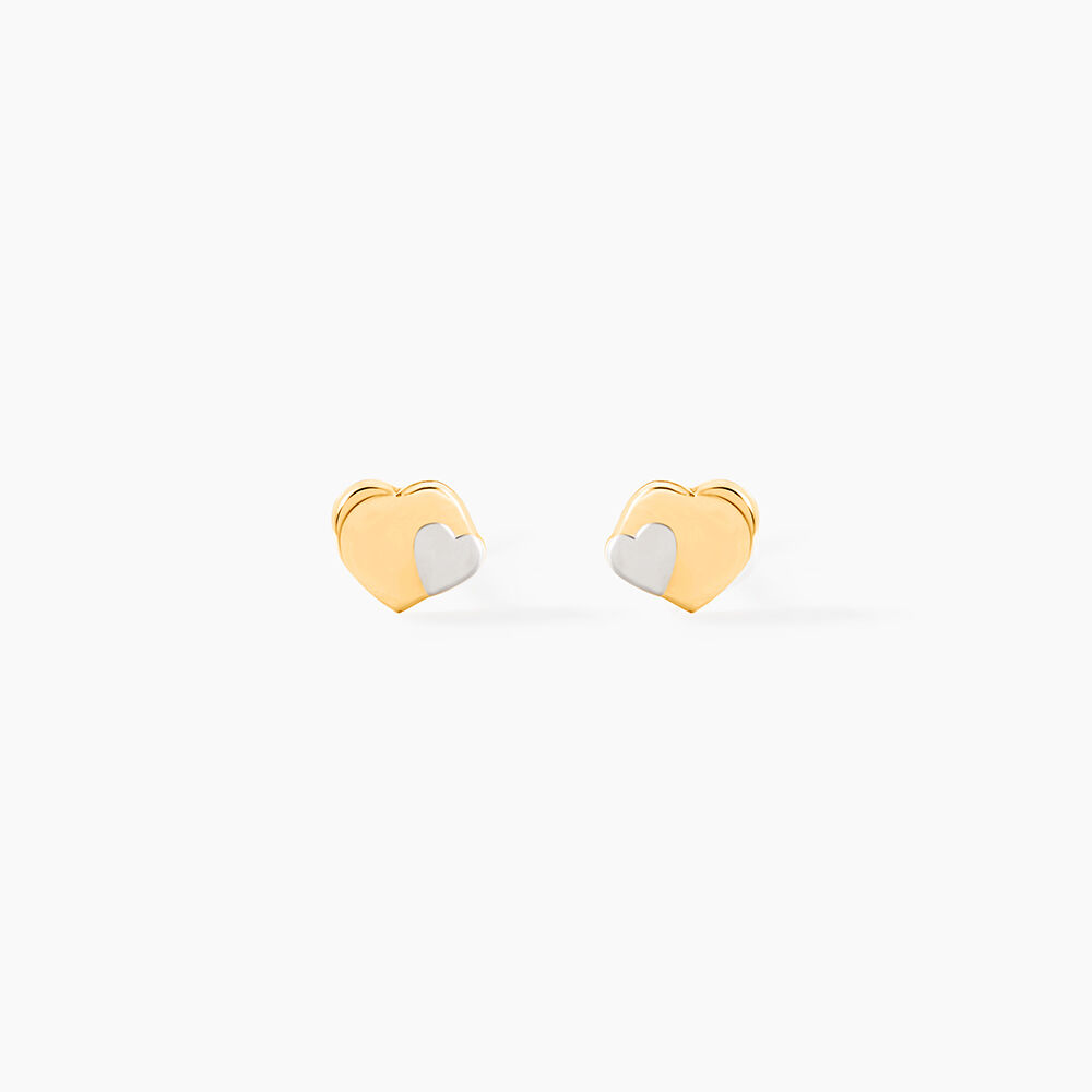 Boucles D'oreilles Puces Anne-maudae Double Coeurs Or Bicolore - Puces Femme | Marc Orian