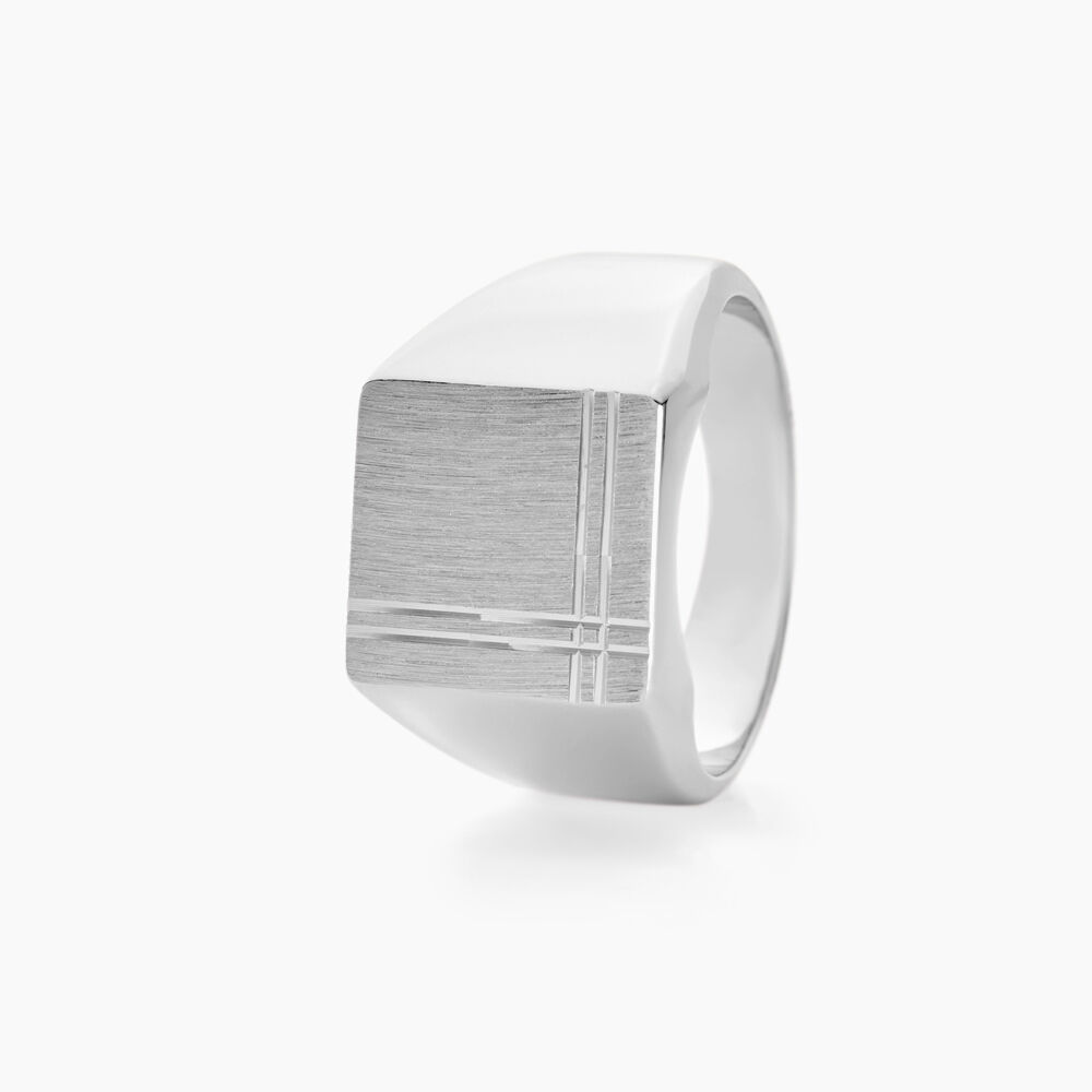 Chevalière Cillian Argent Blanc - Bijoux personnalisés Homme | Marc Orian