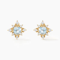 Boucles D'oreilles Puces Astrithr Or Jaune Topaze Oxyde De Zirconium