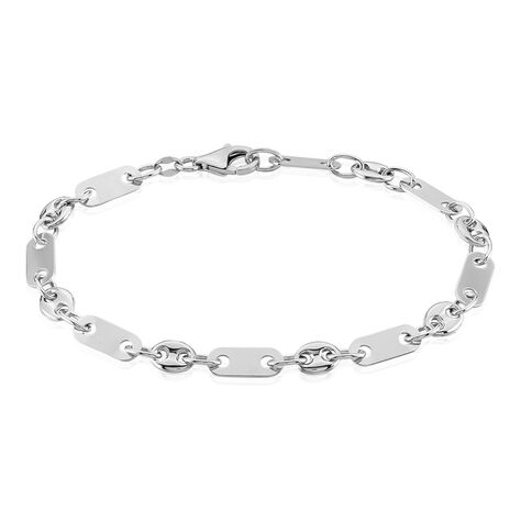 Bracelet Pomeline Maille Grain De Cafe Et Plaquettes Argent Blanc - Bracelets fantaisie Homme | Marc Orian