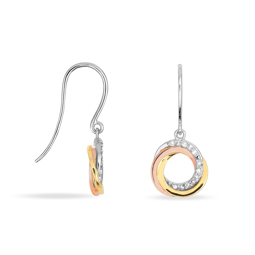 Boucles D'oreilles Pendantes Daphnee Or Tricolore Diamant - Boucles d'oreilles pierres précieuses Femme | Marc Orian