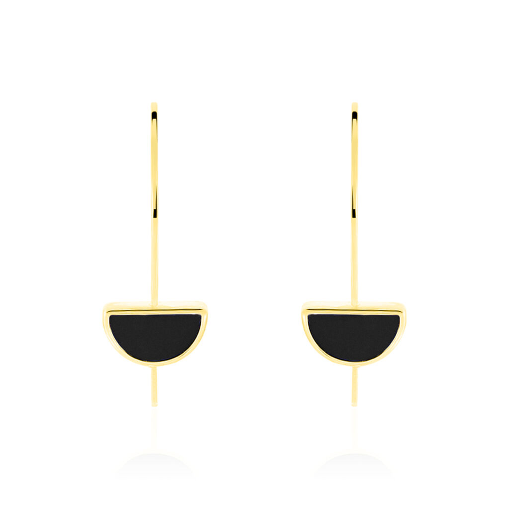Boucles D'oreilles Pendantes Florica Or Jaune Onyx - Pendantes Femme | Marc Orian