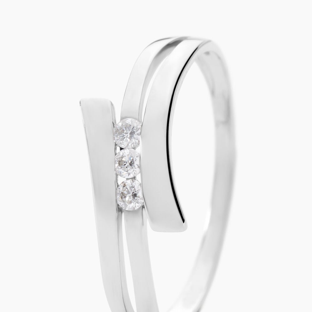 Bague Triptyque Or Blanc Diamant - Solitaires Femme | Marc Orian
