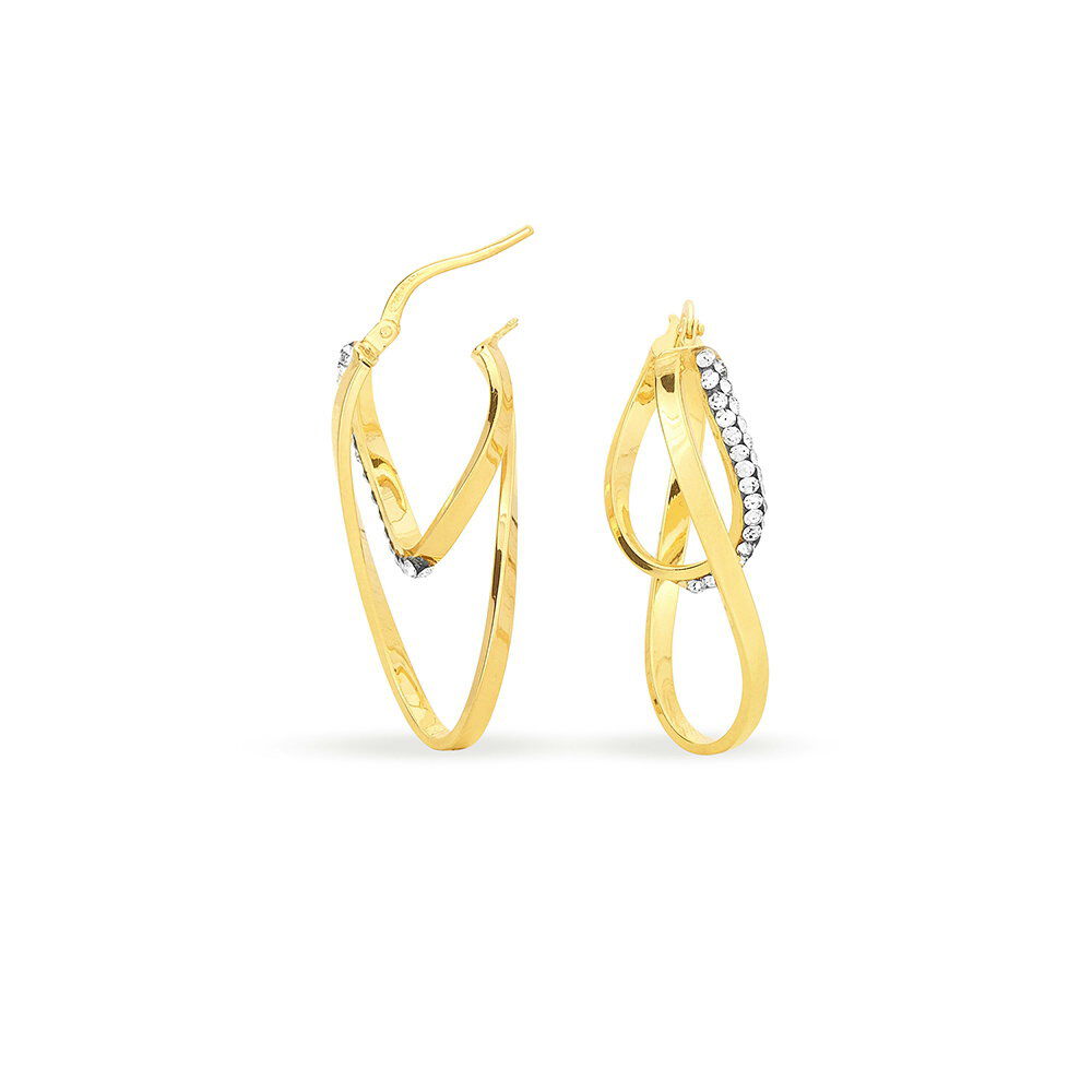 Cr&eacute;oles Luna Or Jaune Strass - Cr&eacute;oles Femme | Marc Orian