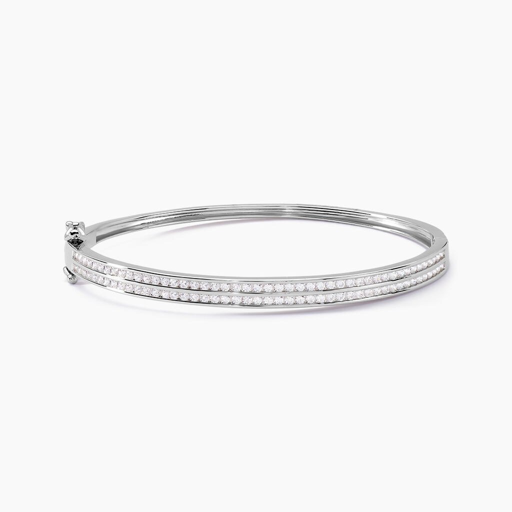 Bracelet Jonc Carinne Argent Blanc Oxyde De Zirconium - Bracelets joncs Femme | Marc Orian
