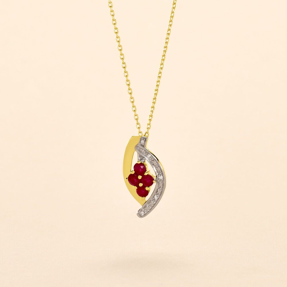 Collier Hoela Or Jaune Diamant Et Rubis - Colliers avec pierres Femme | Marc Orian