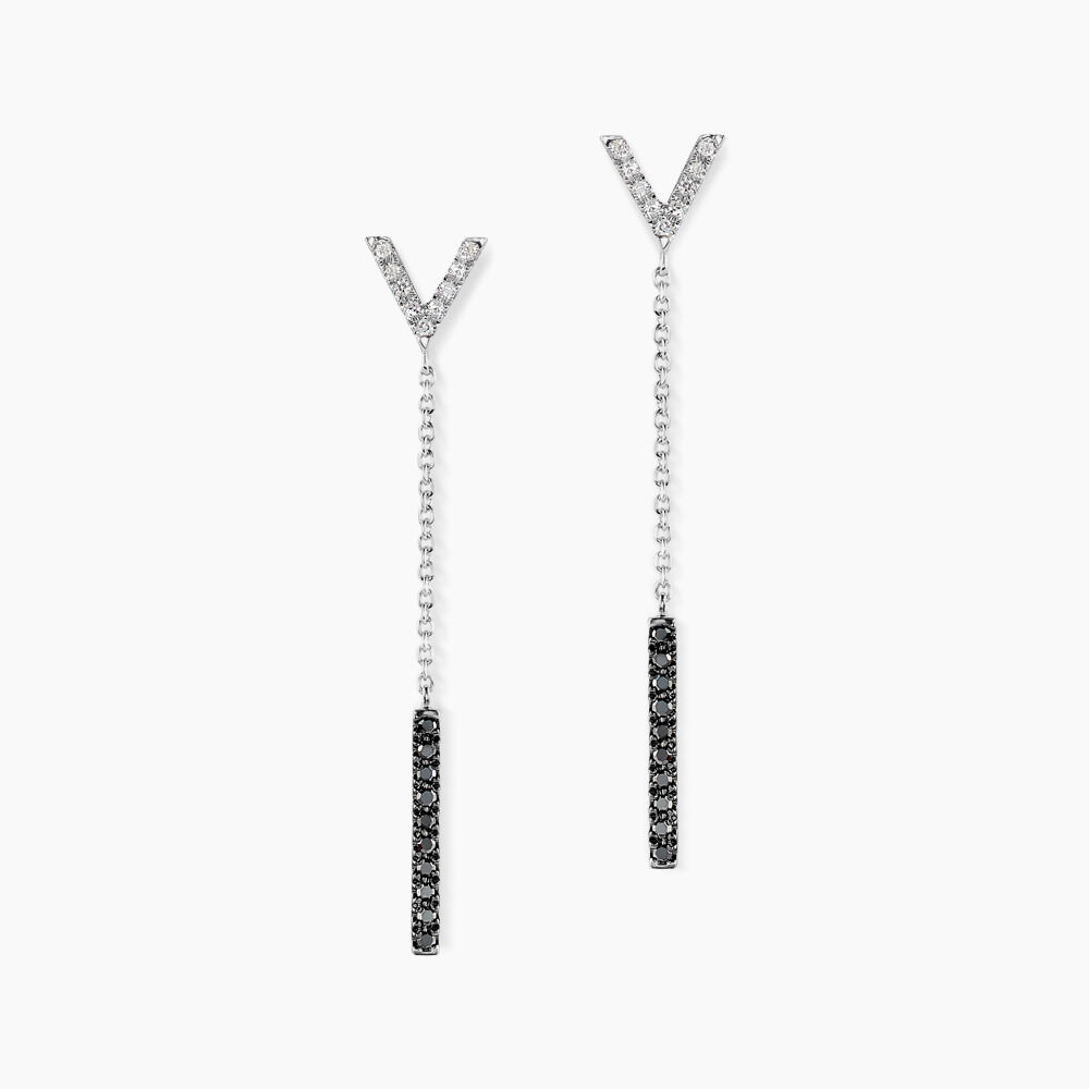 Boucles D'oreilles Pendantes Rachel Or Blanc Diamant -  Femme | Marc Orian
