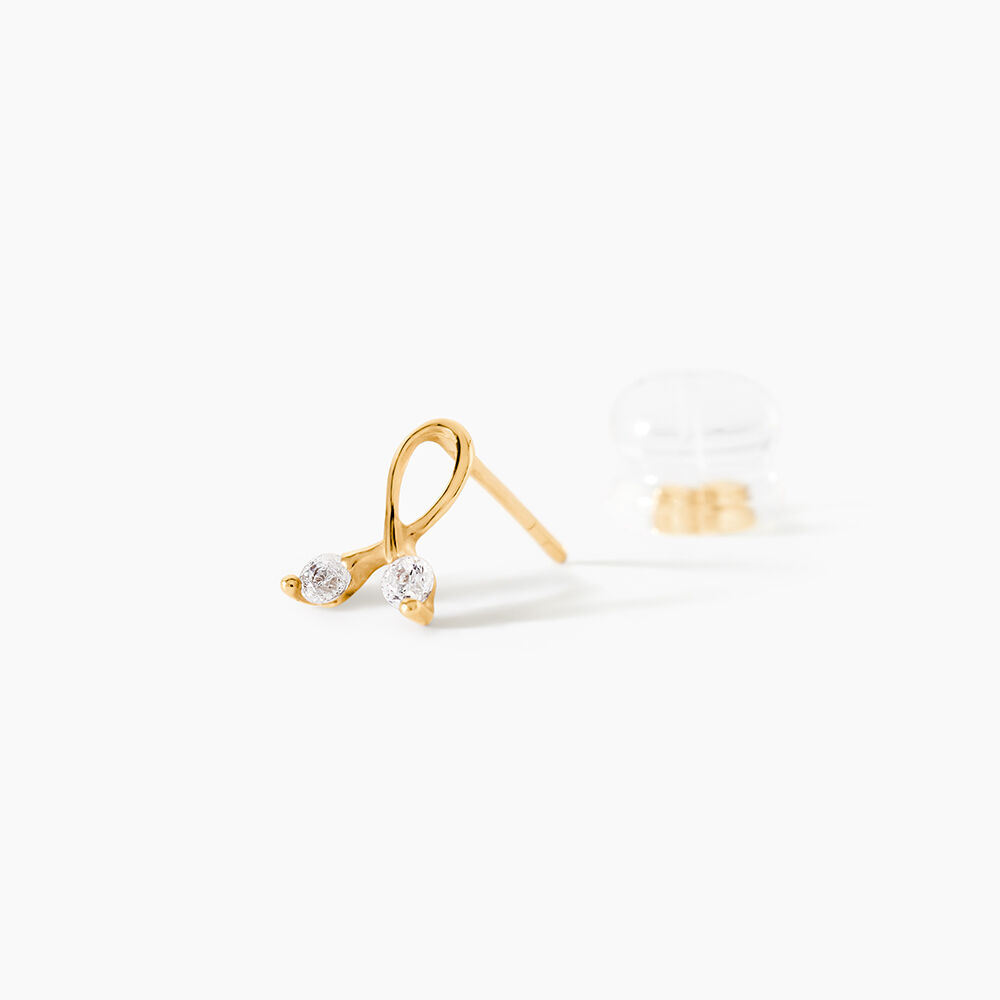 Boucles D'oreilles Puces Alvina Ruban Or Jaune Oxyde De Zirconium - Puces Femme | Marc Orian