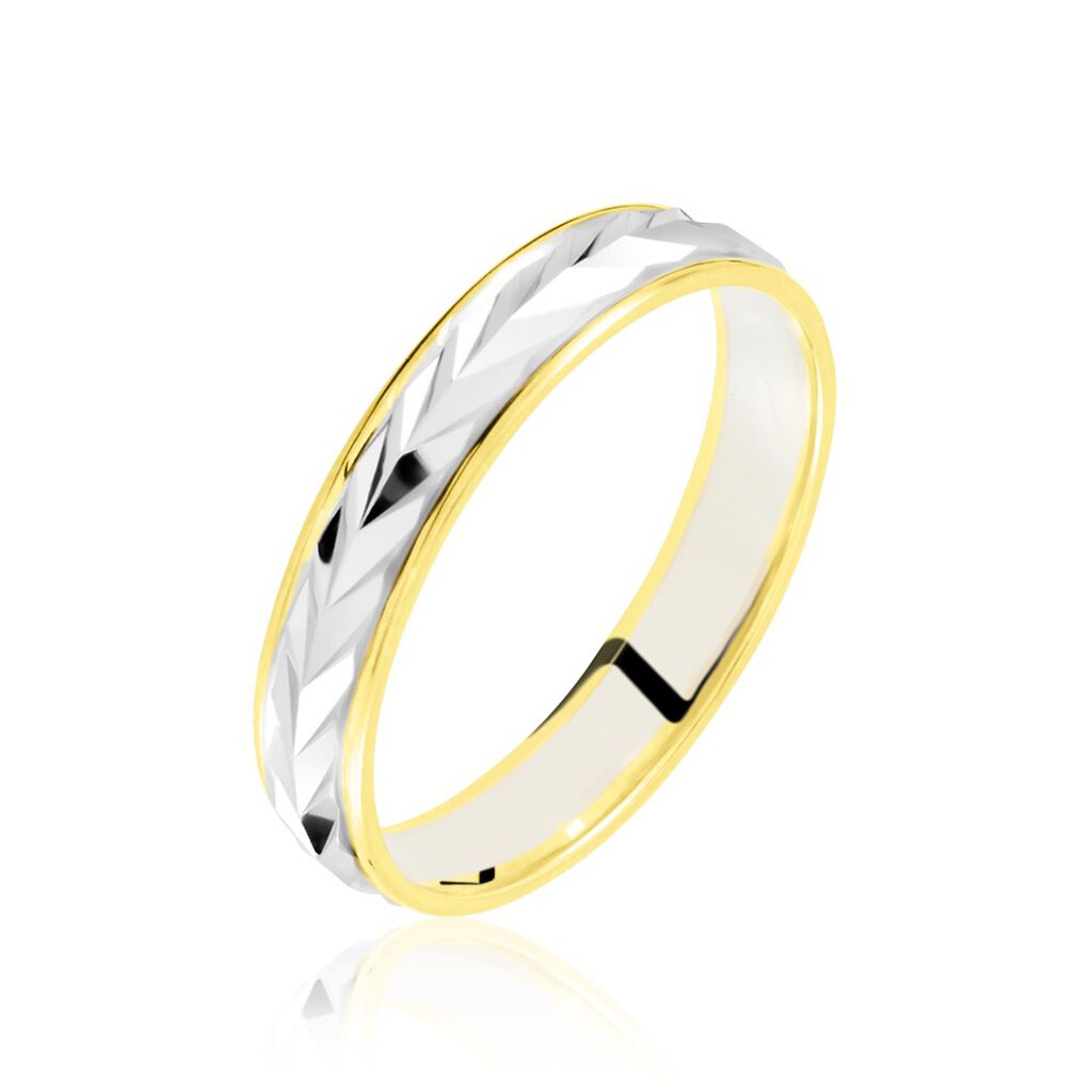 Alliance Epi Fantaisie Ruban Plat Or Bicolore - Alliances duo Unisex | Marc Orian