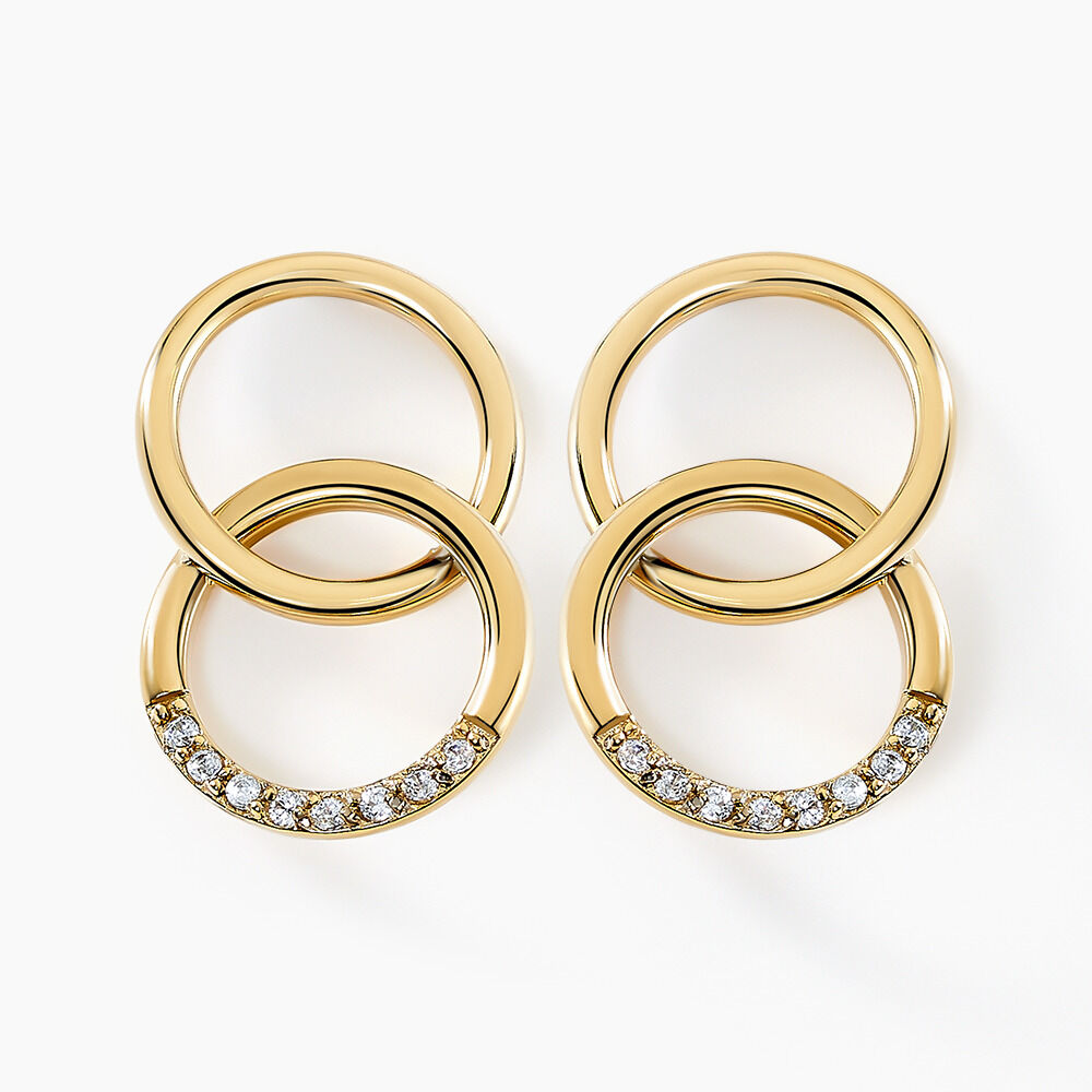 Boucles D'oreilles Pendantes Acier Doré Oxydes De Zirconium - Pendantes Femme | Marc Orian