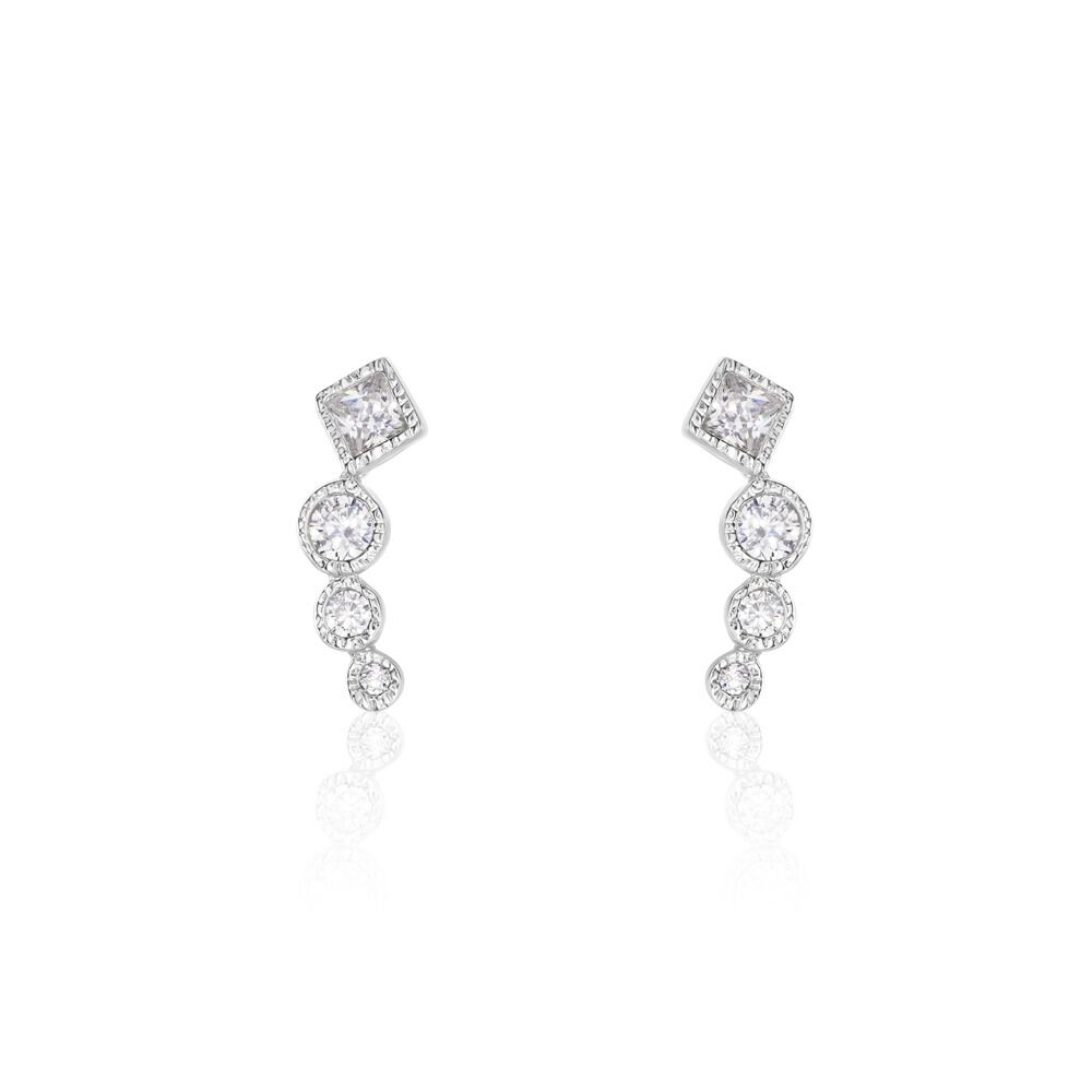 Boucles D'oreilles Puces Argent Blanc Seiko Oxyde De Zirconium - Puces Femme | Marc Orian