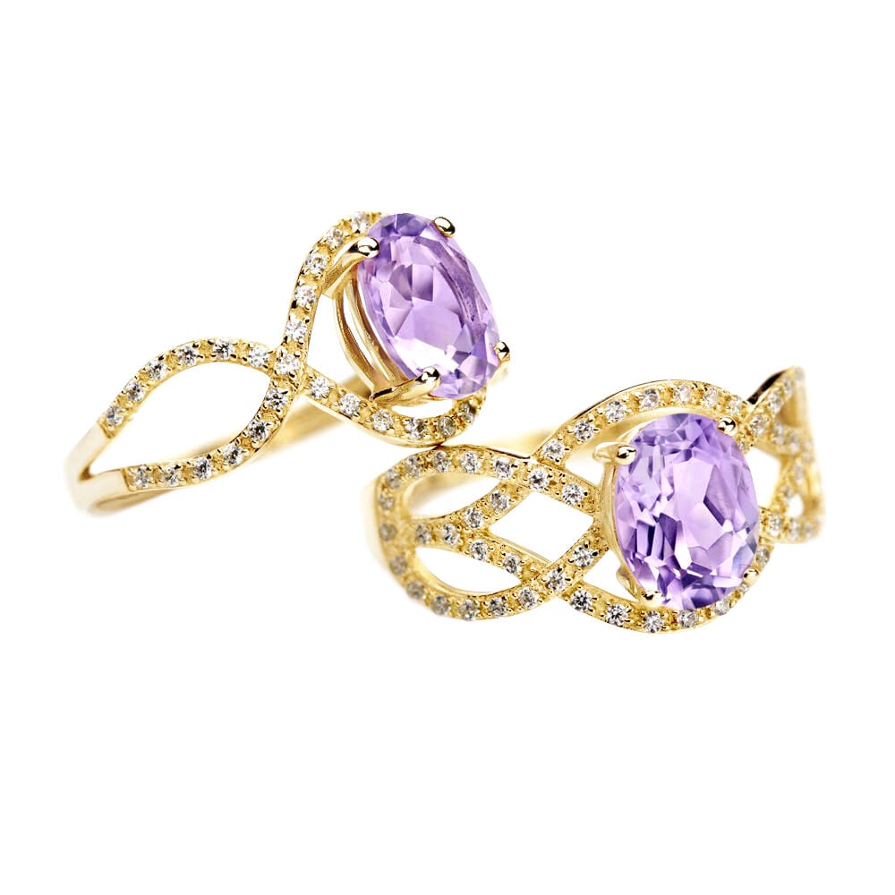Bague Tina Or Jaune Amethyste Et Oxyde De Zirconium - Bagues pierres fines Femme | Marc Orian