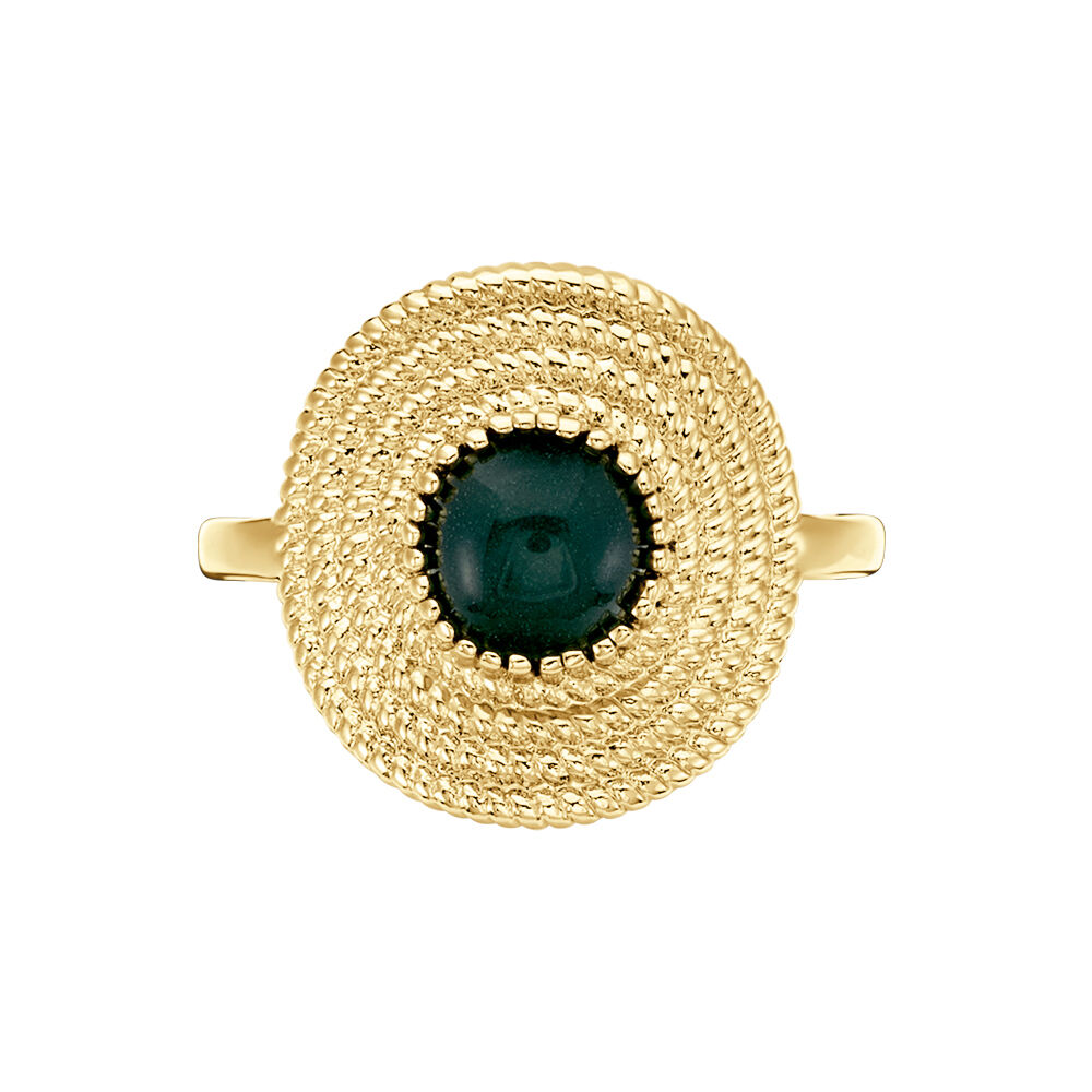 Bague Plaqué Or Ilia Ronde Perle Pierre Verte - Bagues de promesse Femme | Marc Orian