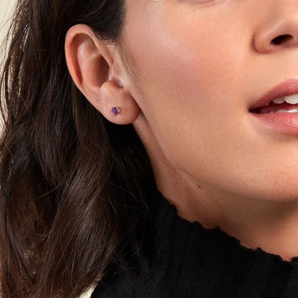 Boucles D'oreilles Puces Pasilla Or Jaune Améthyste - Puces Femme | Marc Orian