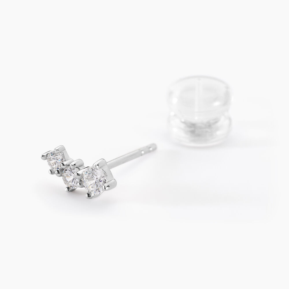 Boucles D'oreilles Puces Kyoto Or Blanc Oxyde De Zirconium - Puces Femme | Marc Orian