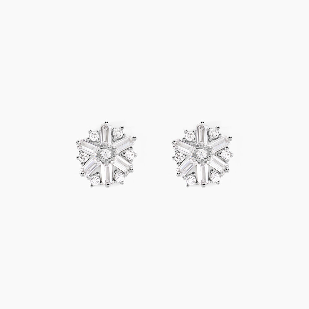 Boucles D'oreilles Puces Ysatis Argent Blanc Oxyde De Zirconium - Puces Femme | Marc Orian