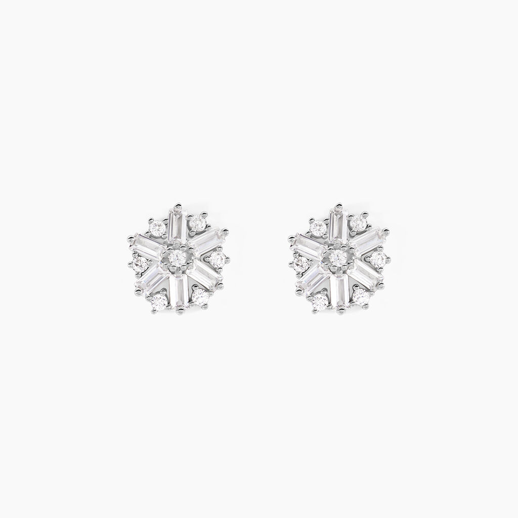 Boucles D'oreilles Puces Ysatis Argent Blanc Oxyde De Zirconium - Puces Femme | Marc Orian