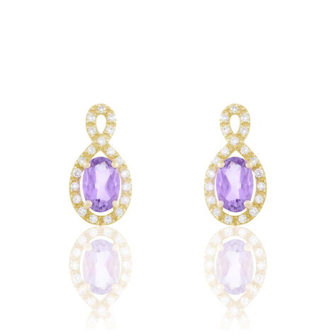 Boucles D'oreilles Pendantes Passion Or Jaune Amethyste Et Oxyde - Boucles d'oreilles Pendantes Femme | Marc Orian