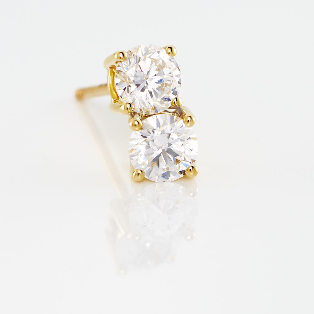 Boucles D'oreilles Puces 4 Griffes Or Jaune Diamant Synthetique - Puces Femme | Marc Orian