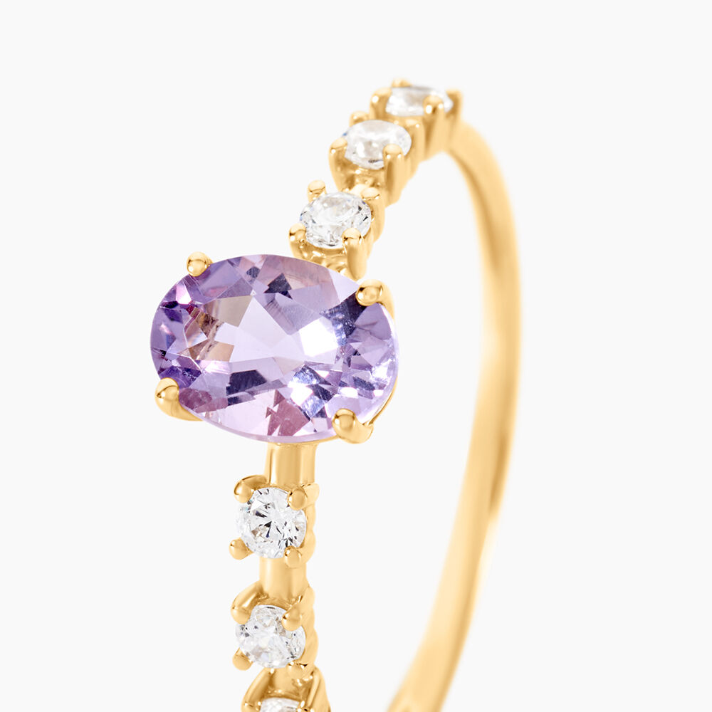 Bague Mahendra Or Jaune Am&eacute;thyste Oxyde De Zirconium - Bagues pierres fines Femme | Marc Orian