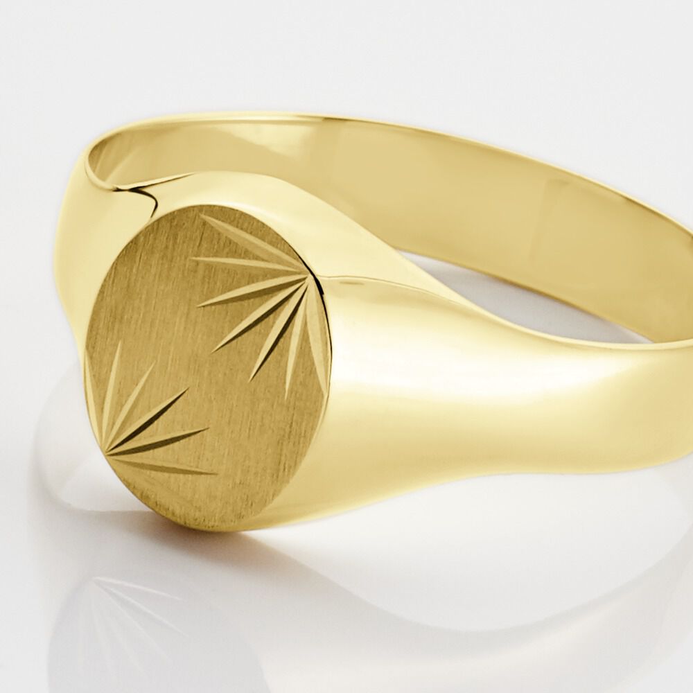 Chevalière Gerrard Ovale Diamantee Soleil Or Jaune - Chevalières Femme | Marc Orian