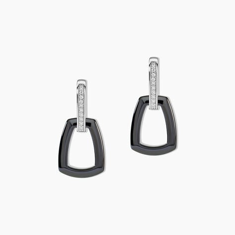 Boucles D'oreilles Pendantes Ezra Argent Blanc C&eacute;ramique Et Oxyde - Pendantes Femme | Marc Orian