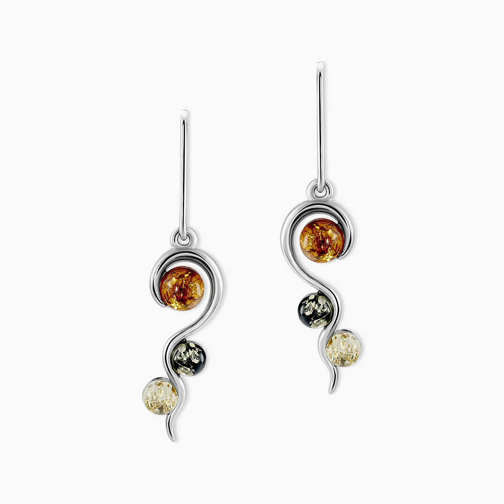 Boucles D'oreilles Pendantes Murriel Argent Blanc Ambre - Pendantes Femme | Marc Orian