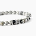 Bracelet Jourdan Acier Blanc Jaspe Africain - Bracelets cha&icirc;nes Homme | Marc Orian