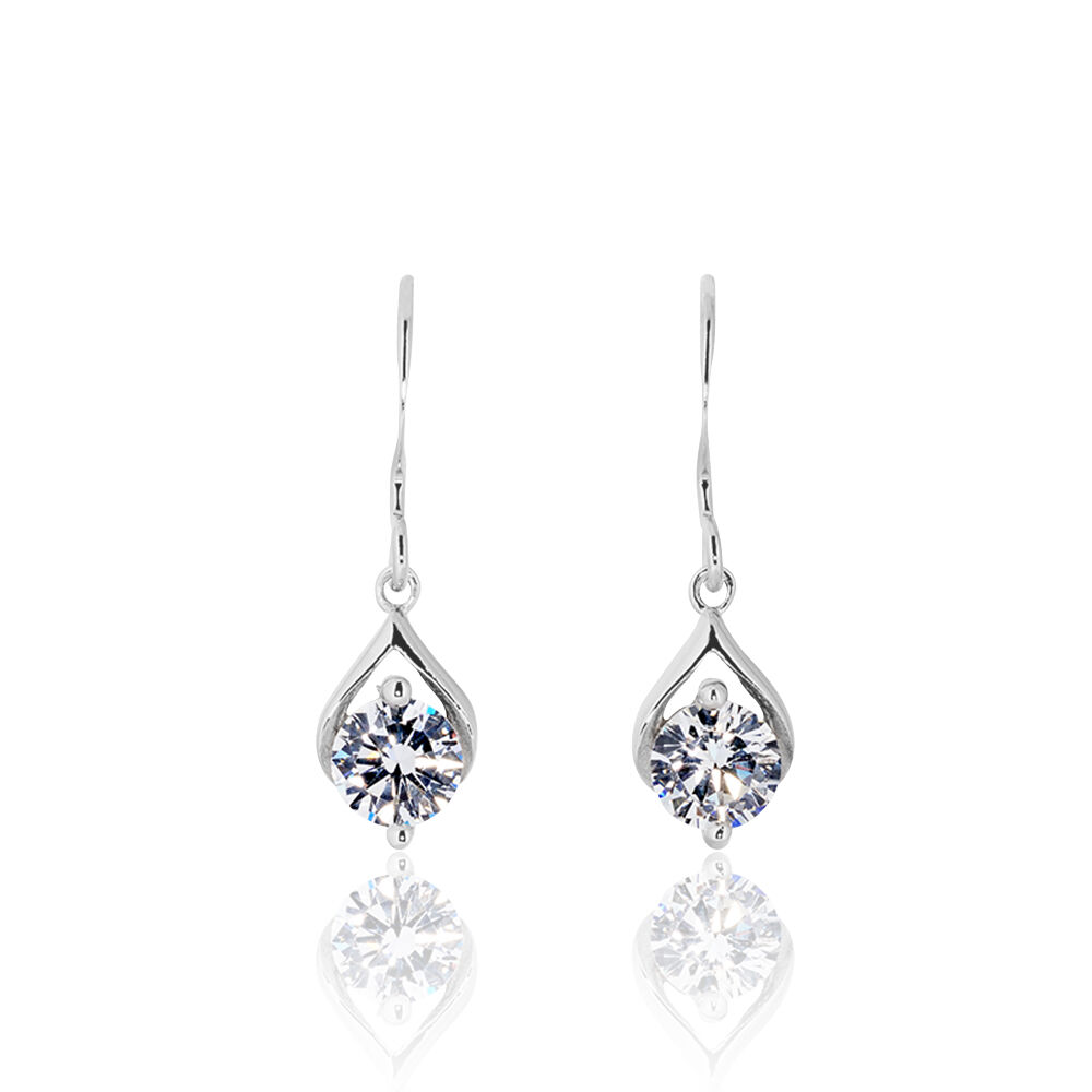 Boucles D'oreilles Pendantes Guenovera Argent Blanc Oxyde De Zirconium - Pendantes Femme | Marc Orian