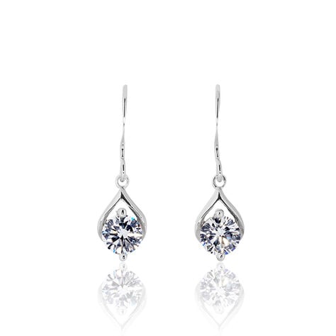 Boucles D'oreilles Pendantes Guenovera Argent Blanc Oxyde De Zirconium - Pendantes Femme | Marc Orian