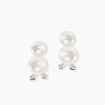 Boucles D'oreilles Clips Argent Blanc Viano Perles Oxydes - Puces Femme | Marc Orian