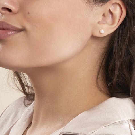 Boucles D'oreilles Puces Kesya Nacres Bouton Or Jaune Perle De Culture - Clous d'oreilles Femme | Marc Orian