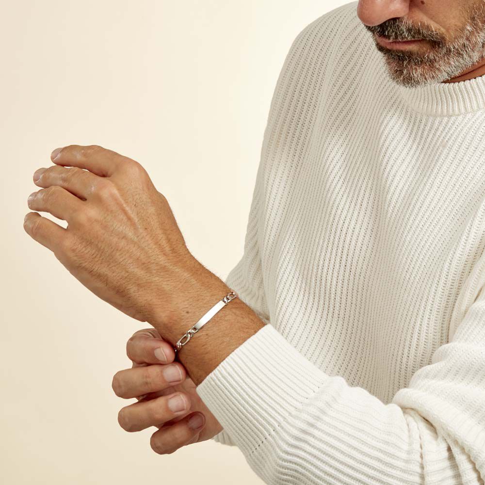 Bracelet Identité Anilo Argent Blanc - Gourmettes Homme | Marc Orian