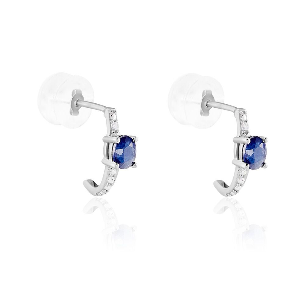 Demi Créoles Barrett Or Blanc Saphir Diamant - Créoles Femme | Marc Orian