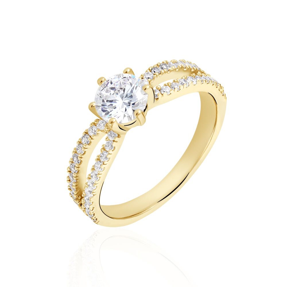 Bague Solitaire Plaqué Or Jaune Melaina Oxyde De Zirconium - Solitaires Femme | Marc Orian