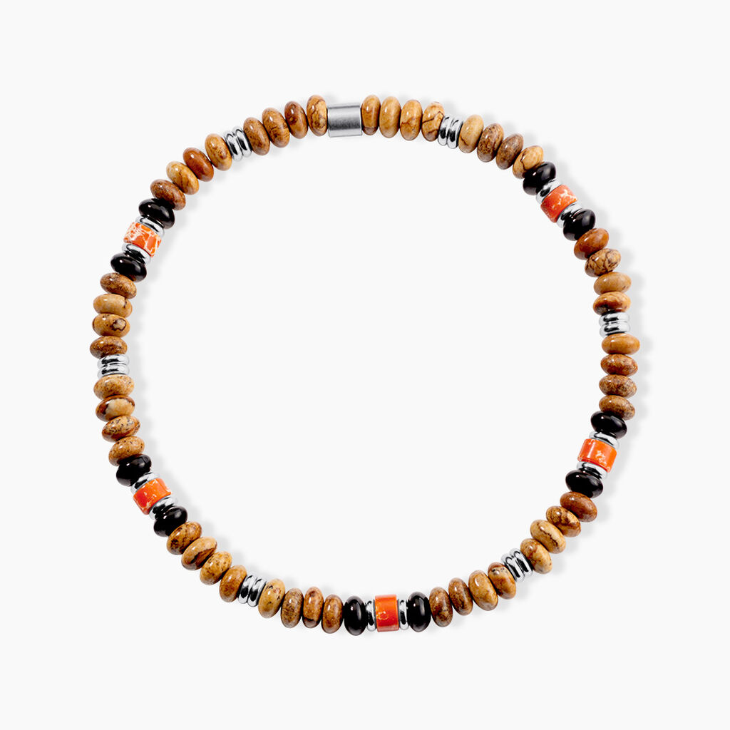 Bracelet Naturel Autres Tricolore Jaspe Africain Agate - Bracelets cha&icirc;nes Homme | Marc Orian