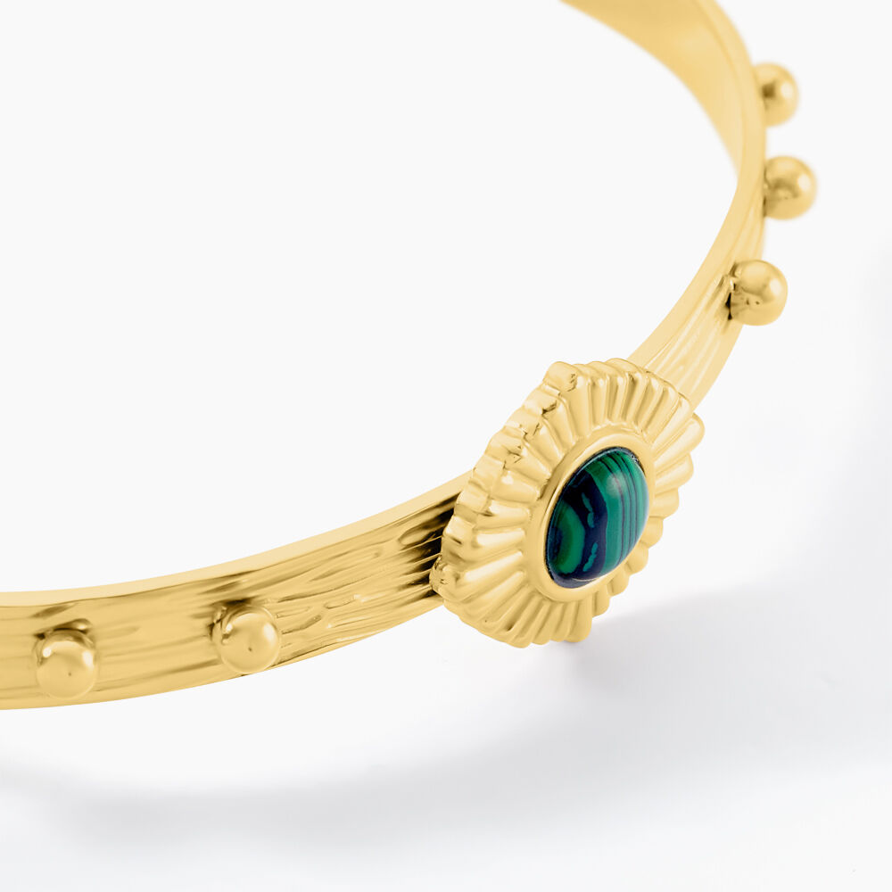 Bracelet Jonc Acier Doré Malachite - Bracelets joncs Femme | Marc Orian