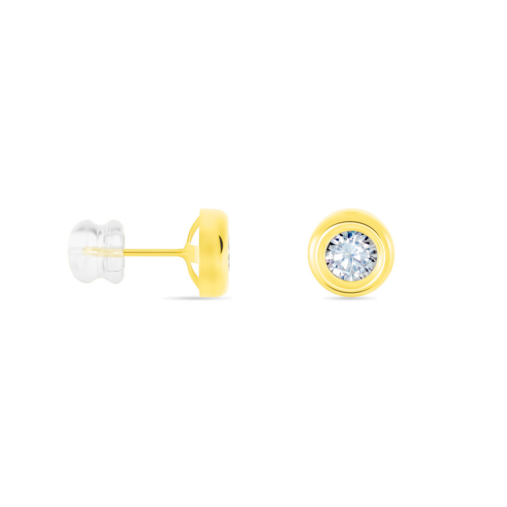 Boucles D'oreilles Puces Eden Serti Pneu Or Jaune Oxyde De Zirconium - Puces Femme | Marc Orian
