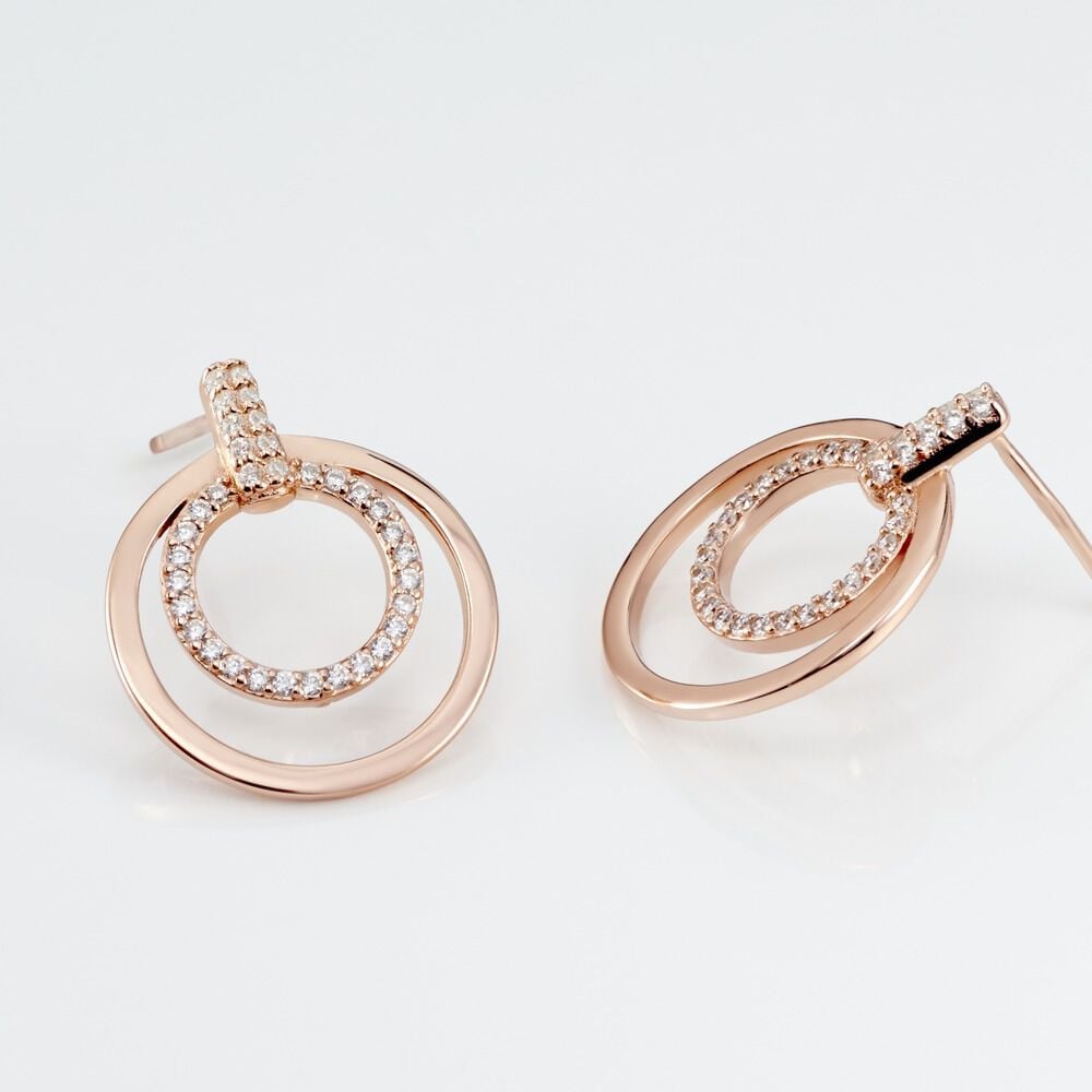 Boucles D'oreilles Pendantes Silvana Argent Rose Oxyde De Zirconium - Pendantes Femme | Marc Orian