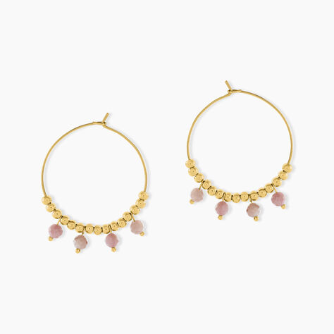 Créoles Acier Jaune Rhodochrosite - Créoles Femme | Marc Orian