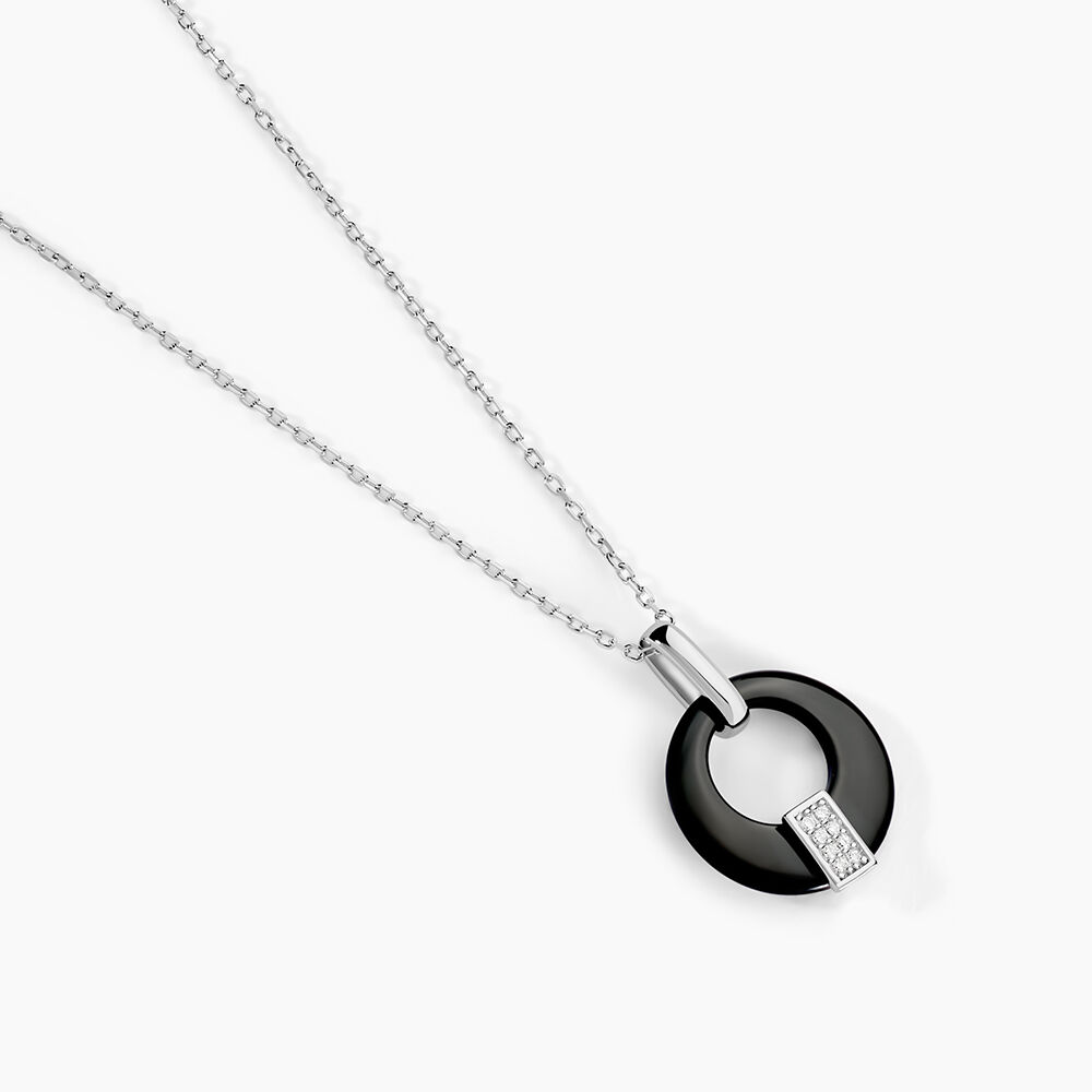 Collier Suzanne Argent Blanc C&eacute;ramique Et Oxyde De Zirconium - Colliers avec pierres Femme | Marc Orian