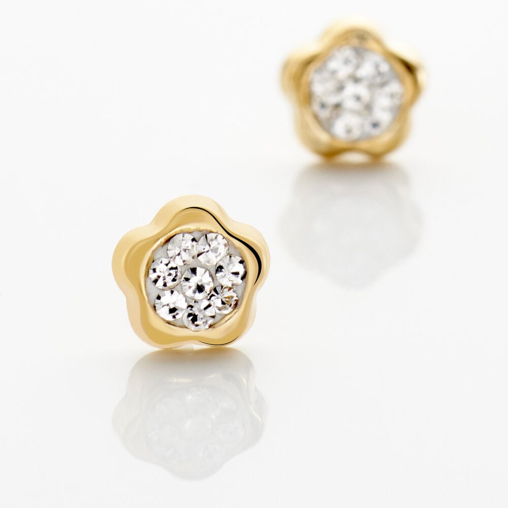 Boucles D'Oreilles Puces Barbro Or Jaune Cristal - Puces Femme | Marc Orian