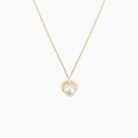 Collier Aloys Or Jaune Perle De Culture Et Oxyde De Zirconium - Colliers avec pierres Femme | Marc Orian