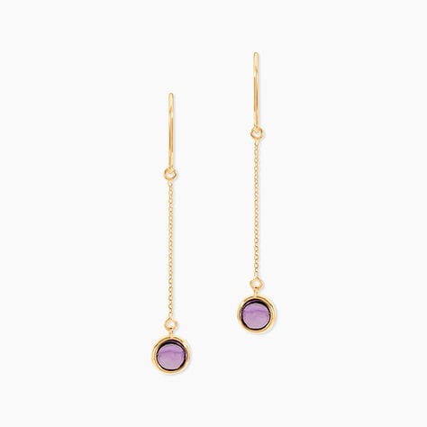 Boucles D'oreilles Pendantes Arenale Or Jaune Amethyste - Pendantes Femme | Marc Orian