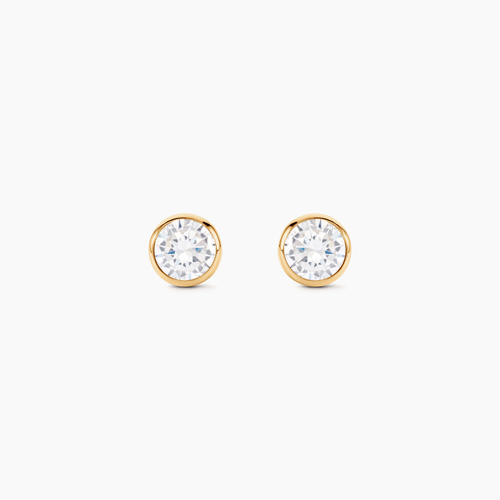 Boucles D'oreilles Puces Elda Serti Clos Or Jaune Oxyde De Zirconium - Puces Femme | Marc Orian