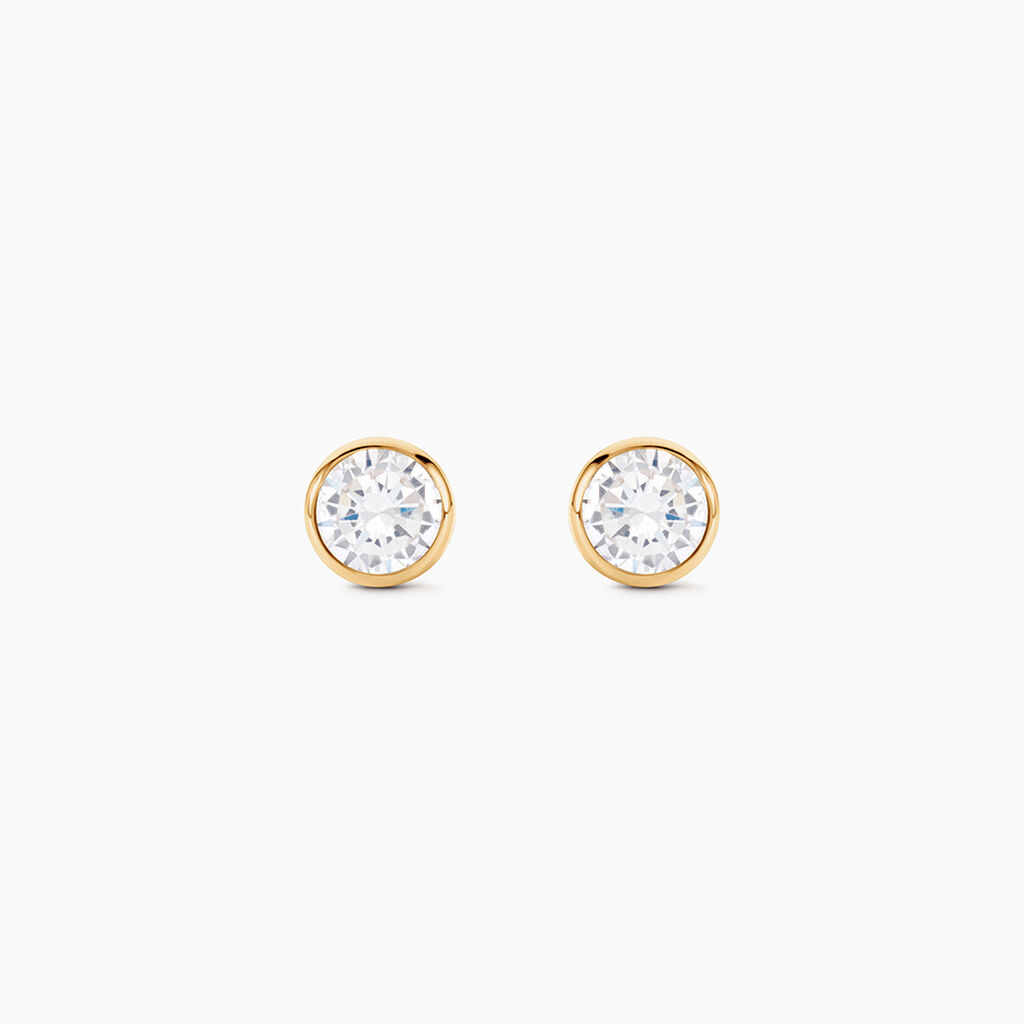 Boucles D'oreilles Puces Elda Serti Clos Or Jaune Oxyde De Zirconium - Puces Femme | Marc Orian