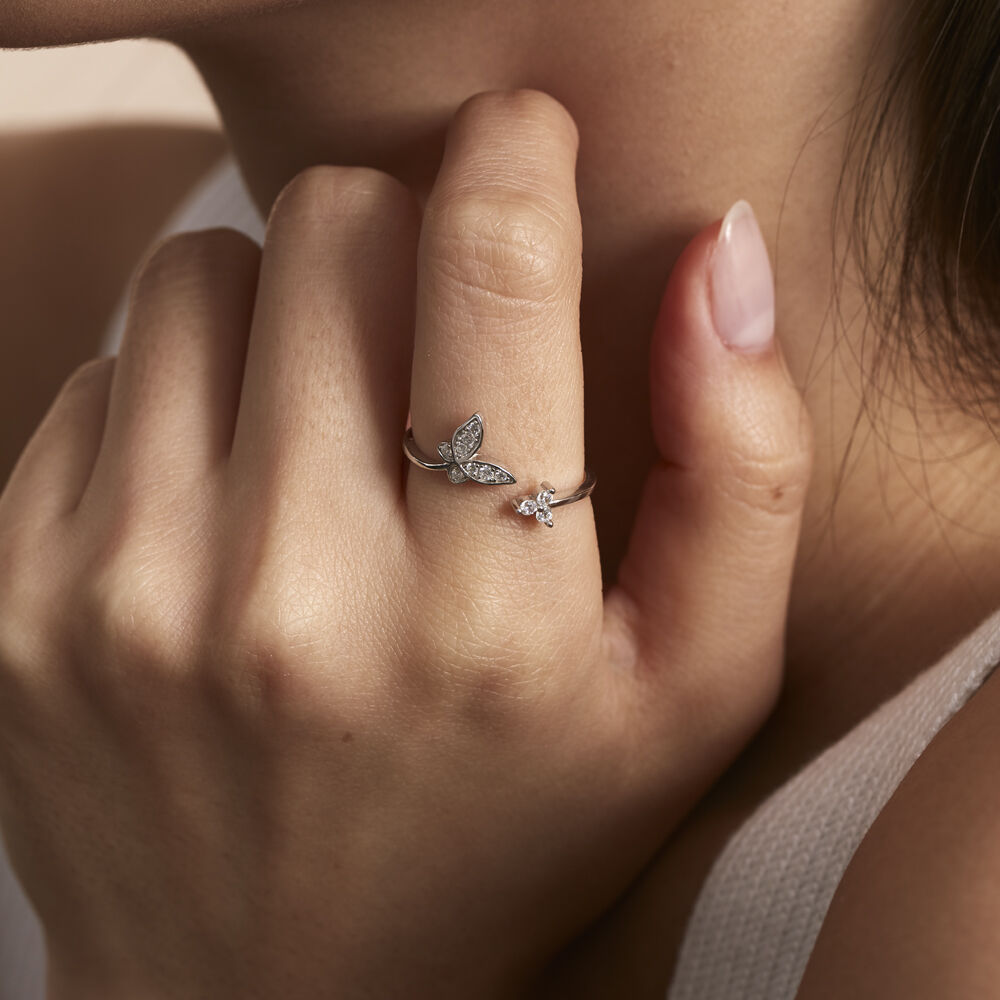 Bague Ajustable Cadfan Argent Blanc Oxyde De Zirconium - Bagues avec pierre Femme | Marc Orian